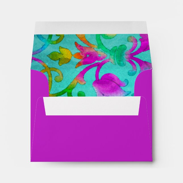 Brightly Colored Painted Damask Envelope (Back (Bottom))