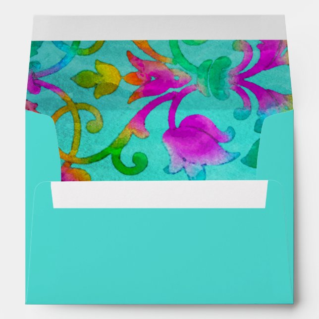 Brightly Colored Painted Damask Envelope (Back (Bottom))