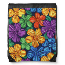 BRIGHTLY COLORED RAINBOW KNITTED LOOK FLOWERS