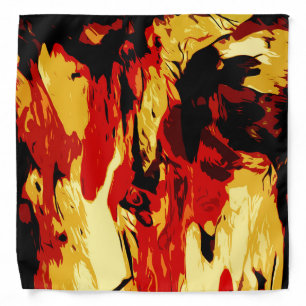 Brightly Colored Red Yellow Black Abstract Pattern Bandana