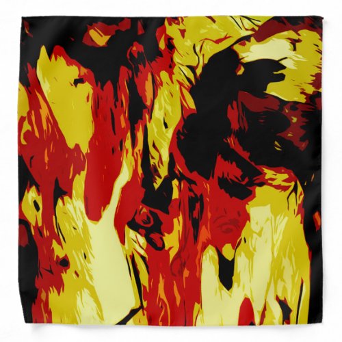 Brightly Colored Red Yellow Black Abstract Pattern Bandana