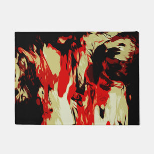Brightly Colored Red Yellow Black Abstract Pattern Doormat