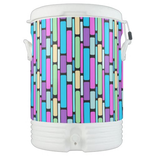 Brightly Colored Retro Blocks Beverage Cooler