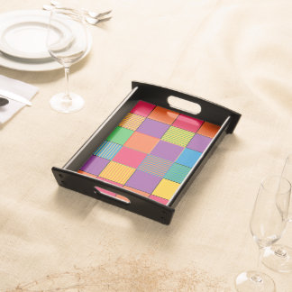 Brightly Colored Squares and Stripes Serving Tray
