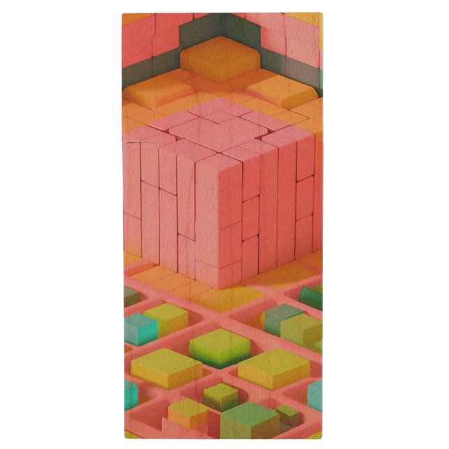 Brightly Colored Sweetness Wood Flash Drive (Front Vertical)