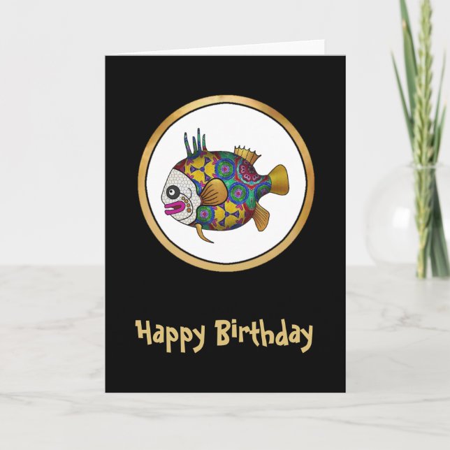 Brightly colored tropical fish - 2 card (Front)