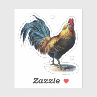 Brightly Colored Vintage Rooster Sticker