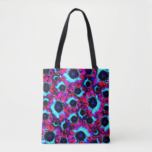 Brightly Colorful Floral Pattern Tote Bag