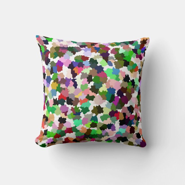 Brightly Colorful Multi-Color Pattern Throw Pillow (Front)