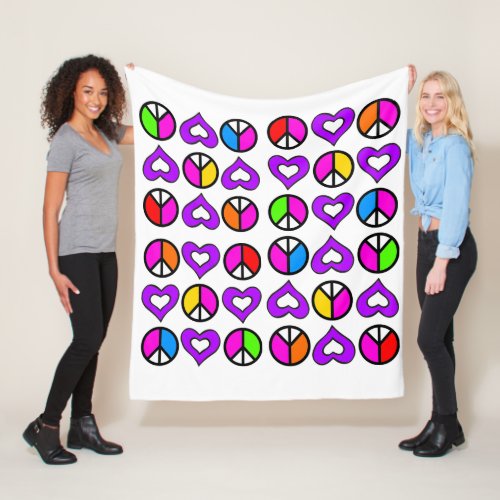 Brightly Colorful Peace  Love Blanket