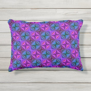 Brightly Colorful Purple Blue Pattern Outdoor Pillow
