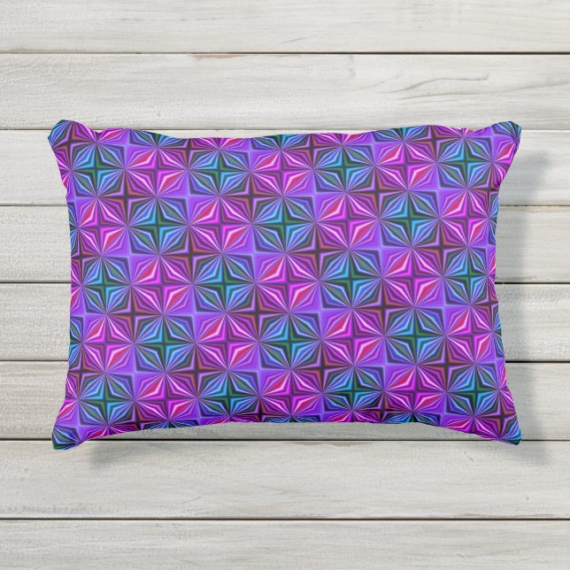 Brightly Colorful Purple Blue Pattern Outdoor Pillow (Front)