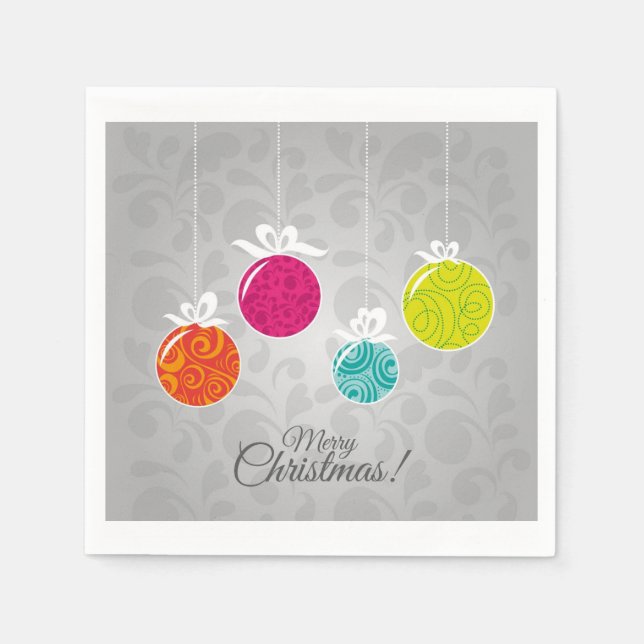 Brightly coloured Christmas decoration bauble Napkins (Front)