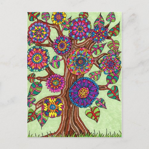 Brightly Flowering Tree of Life Postcard