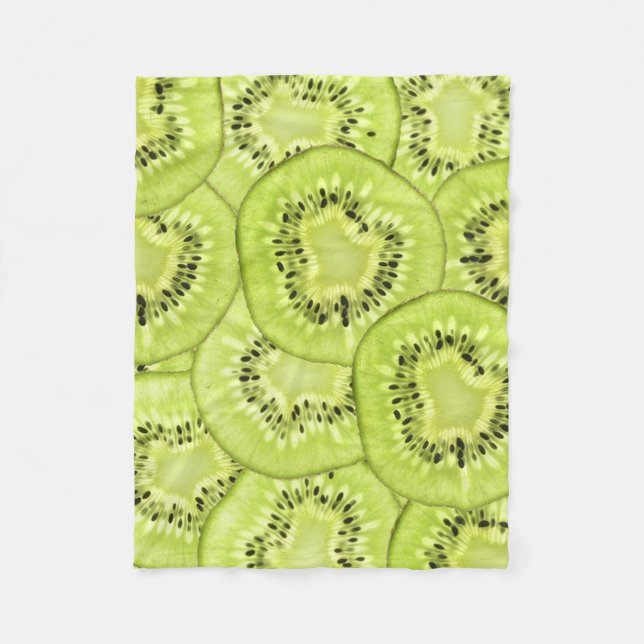 Brightly-Lit Kiwi-Fruit Slices Fleece Blanket (Front)