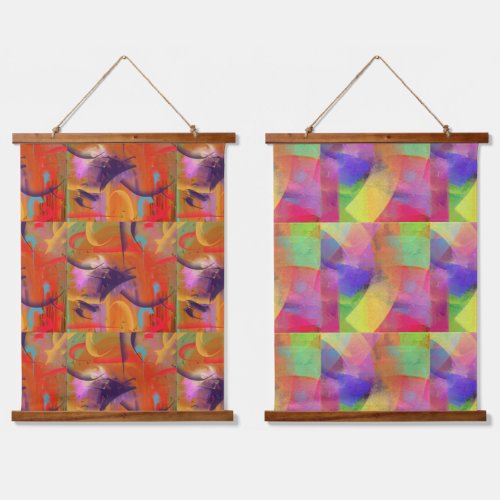 Brightly Painted Abstract Patterns Digital Art Hanging Tapestry