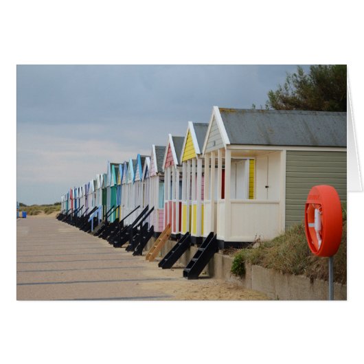 Brightly Painted Beach Huts Cards (Front Horizontal)