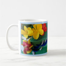 Brightly Painted Clay Flowers Sculpture Folk Art