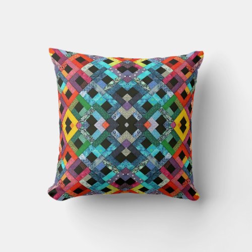 Brightly quilt pattern throw pillow