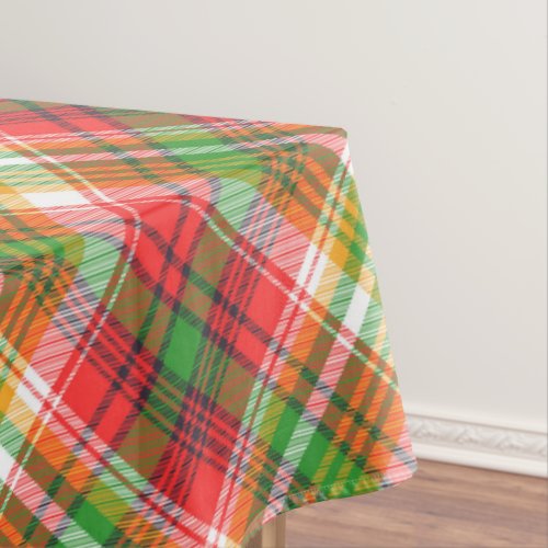 Brightness In Red Orange And Green Plaid Tablecloth