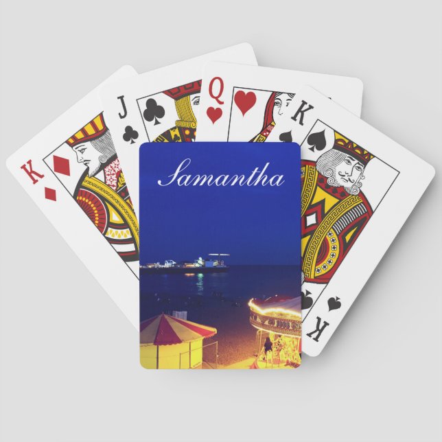 Brighton and Hove Beach at Night time Poker Cards (Back)