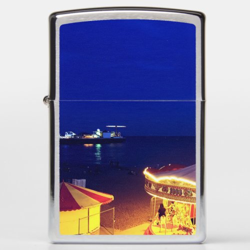 Brighton and Hove Beach at Night time Zippo Lighter