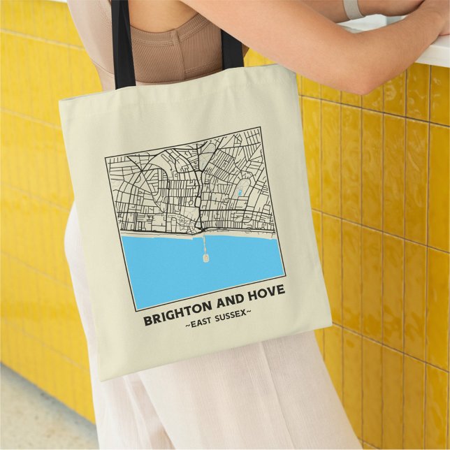 Brighton and Hove, East Sussex City Map Tote Bag (Creator Uploaded)
