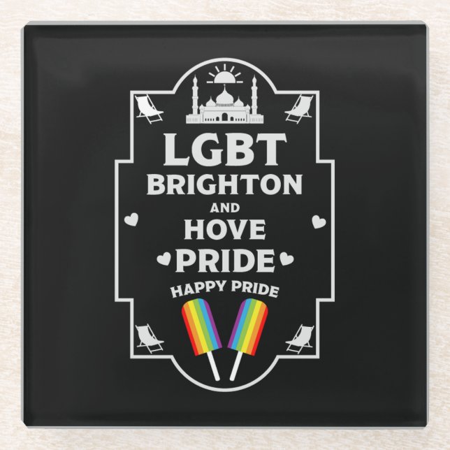 Brighton and Hove pride Glass Coaster (Front)