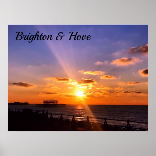 Brighton and Hove Sunset Sky Photo Poster