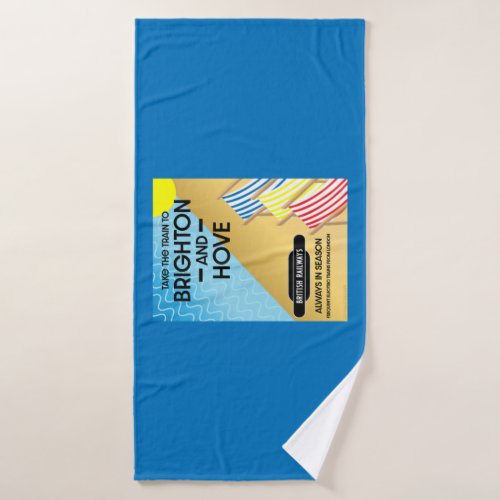 Brighton And Hove Train Travel Beach Art  Bath Towel