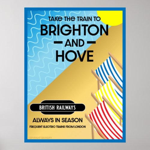 Brighton And Hove Train Travel Beach Art Poster