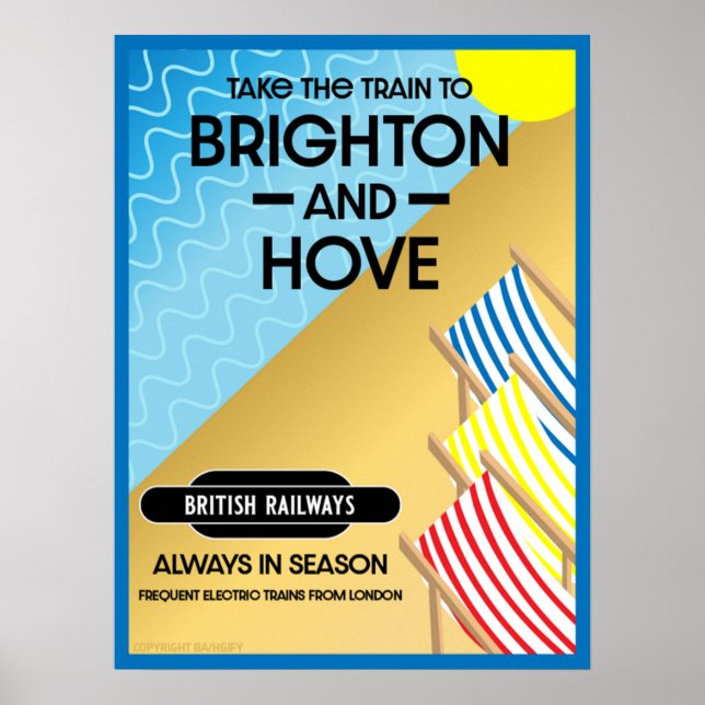 Brighton And Hove Train Travel Beach Art Poster (Front)