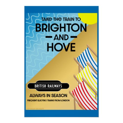 Brighton And Hove Train Travel Beach Art Poster