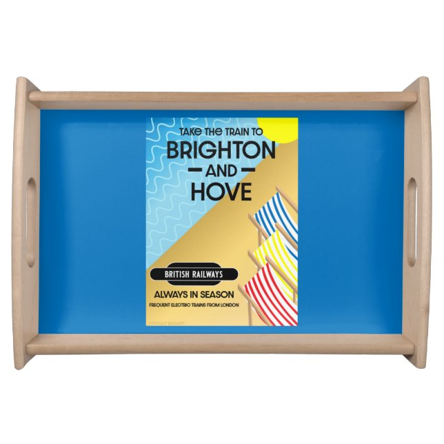 Brighton And Hove Train Travel Beach Art Serving Tray (Front)
