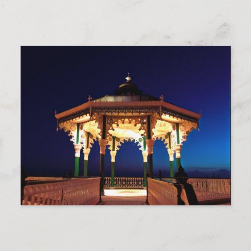 Brighton Bandstand at Night with bright lights Postcard