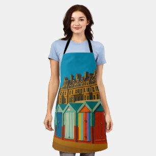 Brighton Beach Huts – Colourful Seaside Print Apron