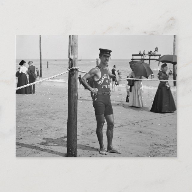 Brighton Beach Lifeguard, early 1900s Postcard (Front)