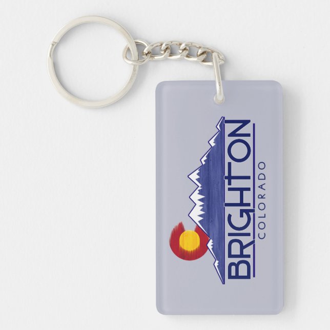 Brighton Colorado wood mountains keychain (Front)