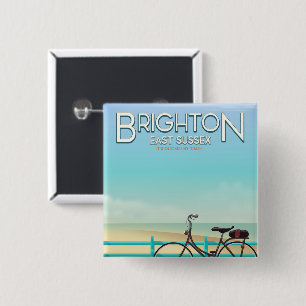 Brighton, East Sussex vintage travel poster. Button