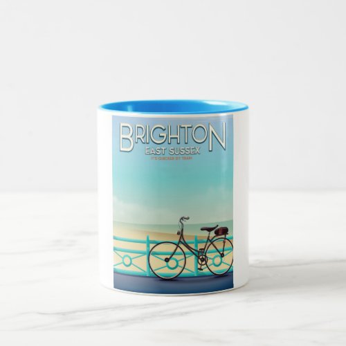 Brighton East Sussex vintage travel poster Two_Tone Coffee Mug