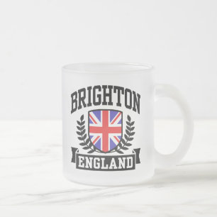 Brighton England Frosted Glass Coffee Mug