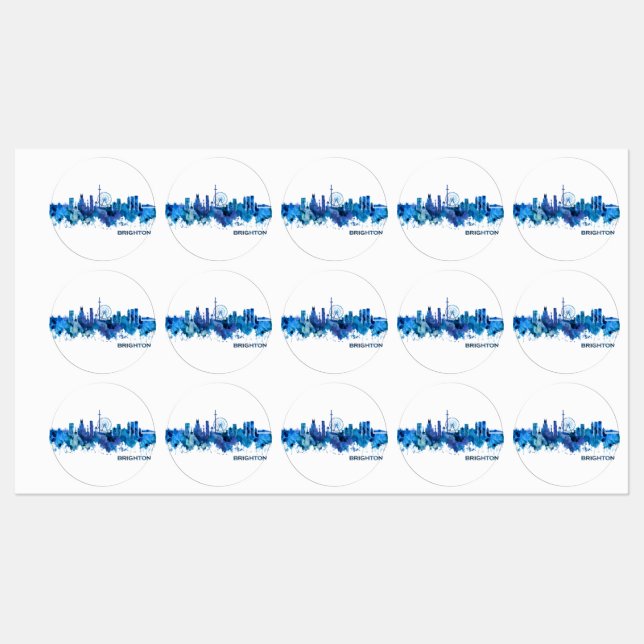 Brighton England Skyline Blue Labels (Sheet)