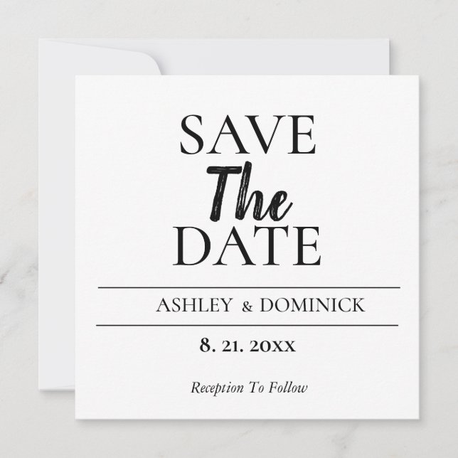 Brighton Font Modern Save The Date Wedding Card (Front)
