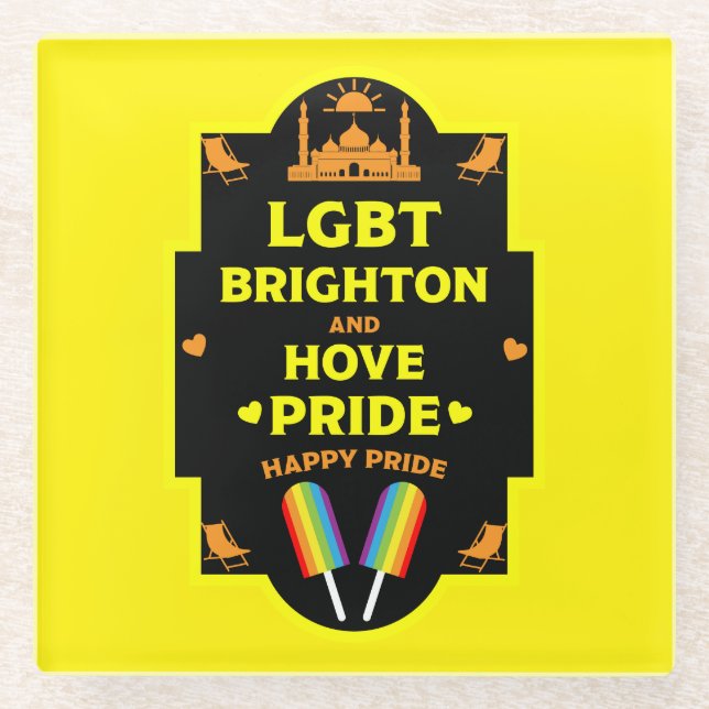 Brighton Gay Pride Glass Coaster (Front)