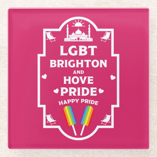 Brighton Gay Pride Glass Coaster (Front)