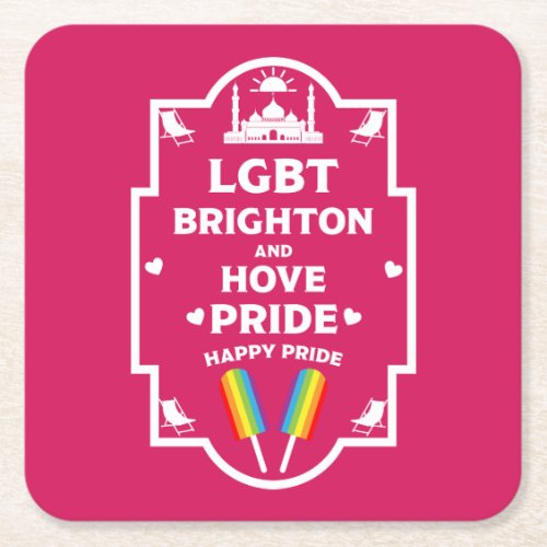 Brighton Gay Pride Square Paper Coaster