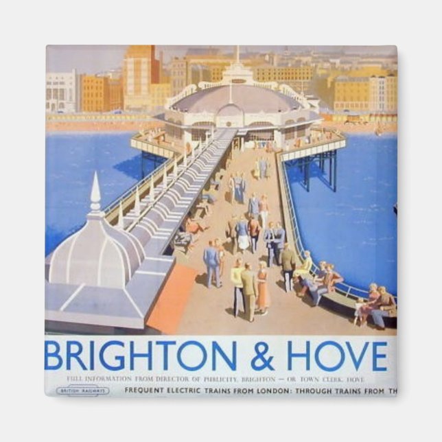 Brighton & Hove Railway Poster Vintage Hiking Duck Magnet (Front)