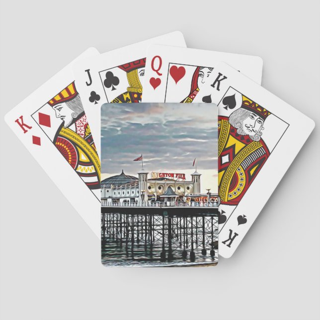 Brighton Pier & Cloudy Sky Digital Painting Poker Cards (Back)