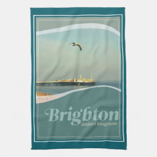 Brighton Pier Seagull Postcard Kitchen Towel