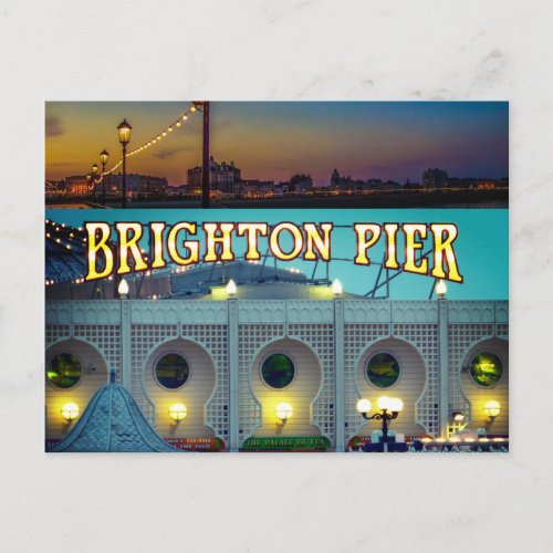 Brighton Pier UK Two Photos Postcard